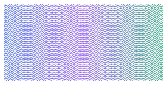 Watermark guilloche pattern for money certificates and secure banknotes. Wave gradient background with ornate lines for passport documents and currency design elements.