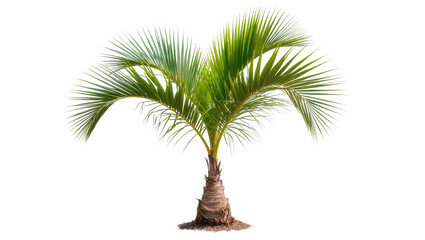 Obraz premium Young palm tree with green fronds and textured trunk