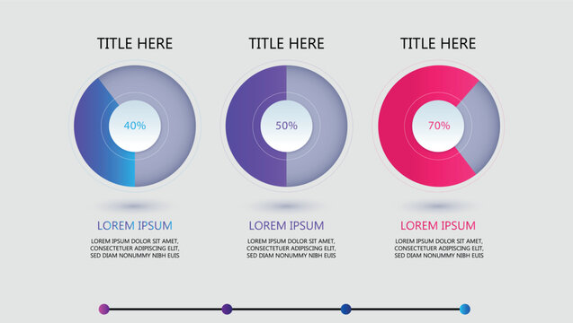 Percentages Donut Chart Progress Infographic Template Vector