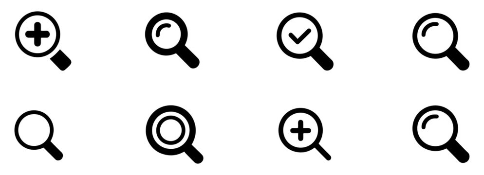 search magnifier icon set with zoom