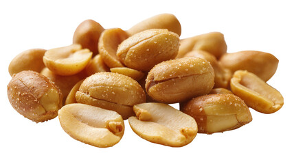 Fototapeta premium Salted roasted peanuts pile, whole and halved nuts