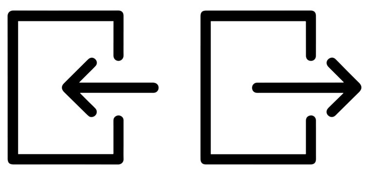 login logout arrow icon set for interface