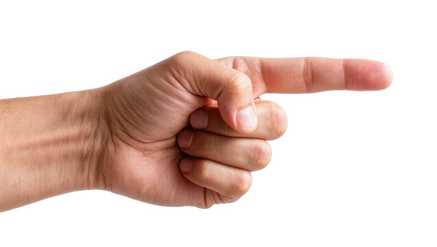 Human hand pointing finger to the right side