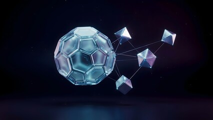 Fototapeta premium Advanced Geometric Concept of Molecular Structure and Quantum Network Illustration