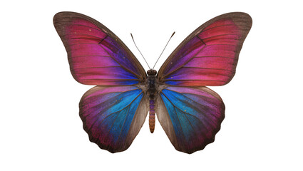 Blue and pink morpho butterfly with iridescent wings © Julia