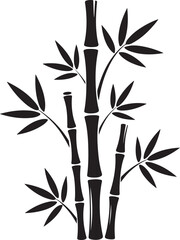 Obraz premium Black bamboo silhouette art with tall stalks and leaves isolated on transparent background for asian theme interior decoration.