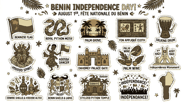 Benin independence day sticker set