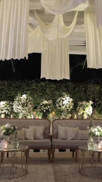 Vertical Slow Motion Shot of Indian Wedding Venue Decoration in India