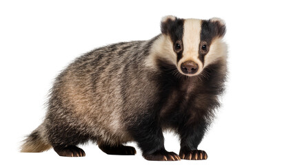 European Badger with distinctive black and white striped face © Lisa