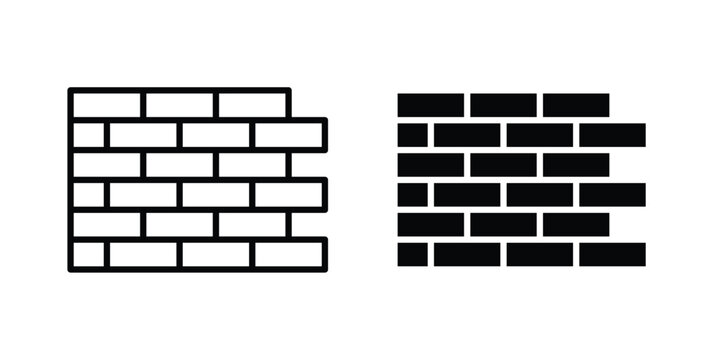 Brickwall icon line and glyph bundle