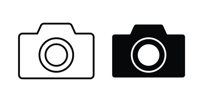Camera button icon line and glyph bundle