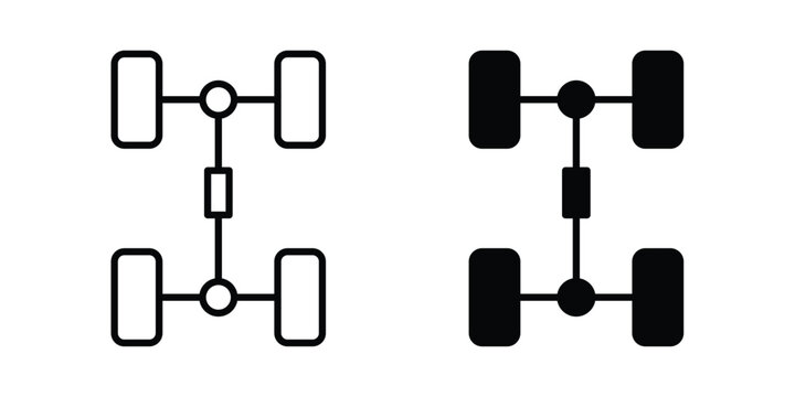 Car chassis icon line and glyph bundle