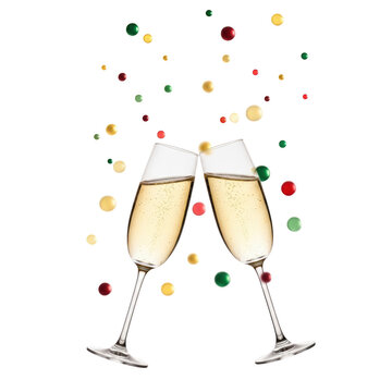 Two glasses of champagne toasting.