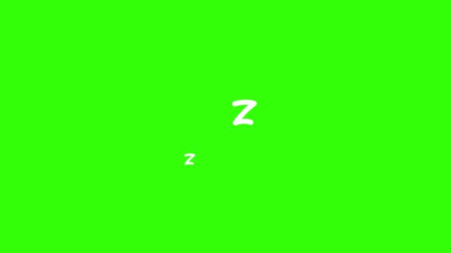 Sleeping zzz on Green Screen, symbolizing dreams, rest, and relaxation. 4K video