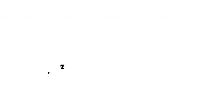 Animated zzz sleep symbol on white background, Black Hand Drawn Sleeping Zzz Doodle Animation. 4K video