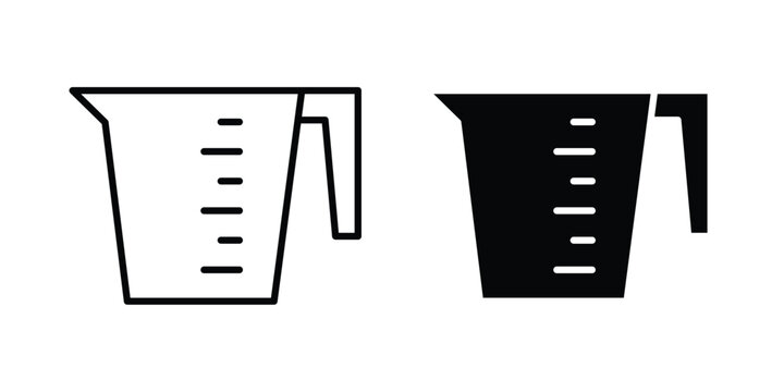 Measuring cup icon line and glyph bundle