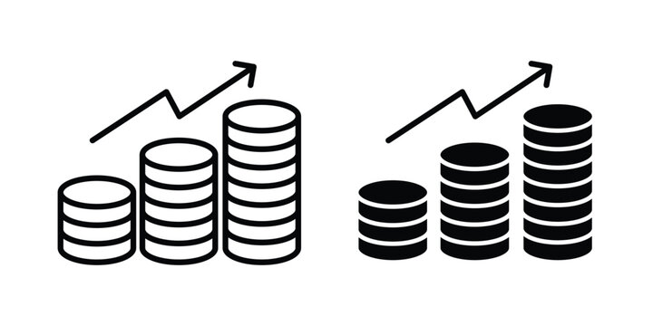 Money increase Icon line and glyph bundle
