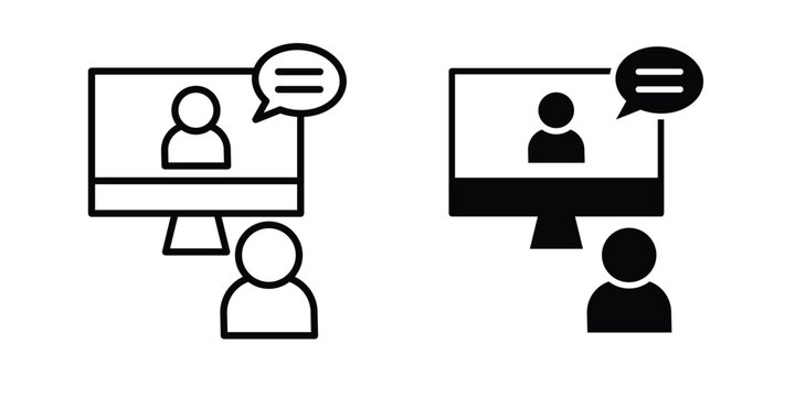 Online coaching icon line and glyph bundle