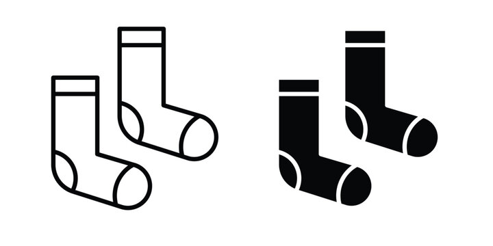 Pair of socks icon line and glyph bundle
