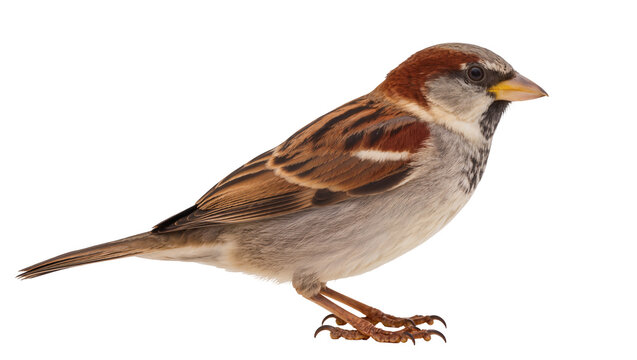 Male House Sparrow bird with brown gray, and white plumage