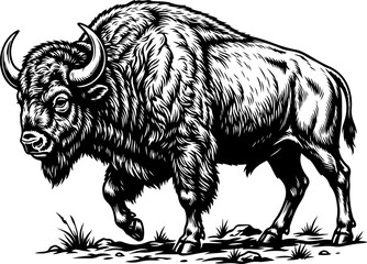 Fototapeta premium Buffalo silhouette silhouette vector illustration