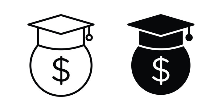 School fees icon line and glyph bundle