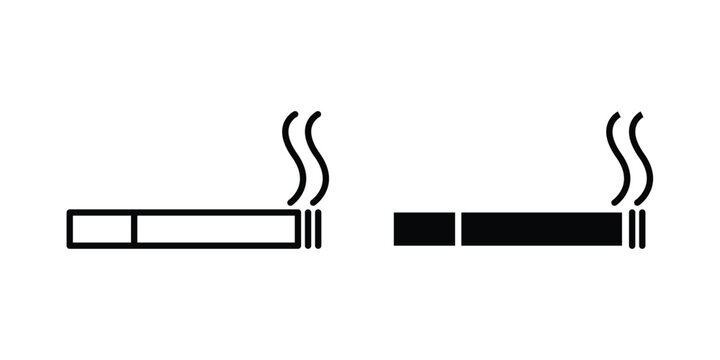 Smoking cigarette icon line and glyph bundle