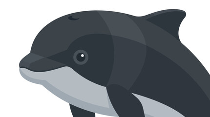 Fototapeta premium Gray Dolphin Portrait, Geometric Style, Marine Mammal