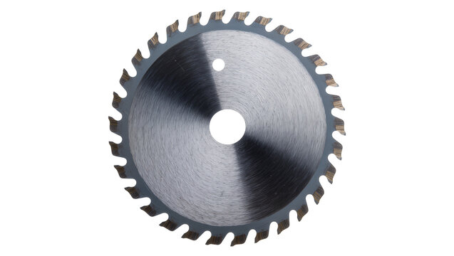 Circular saw blade with sharp teeth, isolated on transparent background