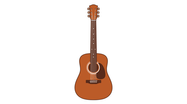 Brown acoustic guitar on white background