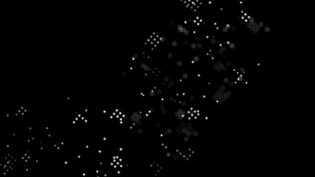 4K abstract particle video overlay with floating dot array elements gently overlapping on a transparent background. Cyber futuristic HUD and FUI motion graphics template
