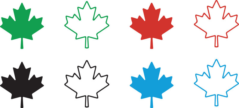 Maple leaf icon. Canada flag sign. Red maple leaves vector illustration. National Canadian emblem. Autumn fall symbol. Maple silhouette. minimalist design
