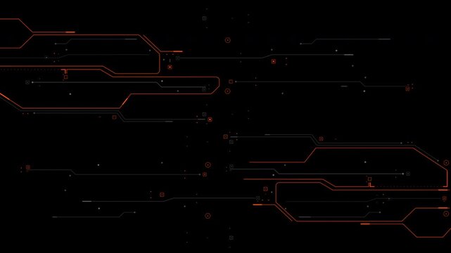 4K futuristic cyber HUD video overlay featuring animated interface lines, Basic geometric modules, and digital UI elements