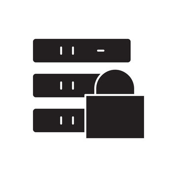 Secure server data protection padlock solid glyph icon