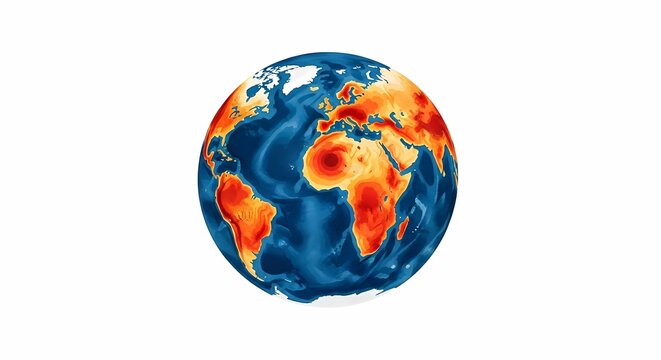 Global Warming Heat Map Earth Globe Climate Change Temperature World Map Illustration