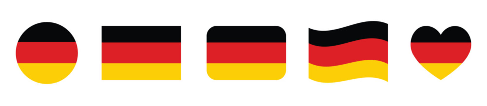 Set of german flag icons isolated on transparent background