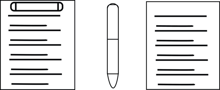 Minimalist black and white line art vector illustration of directional arrows document files and electronic tablet monitor screen
