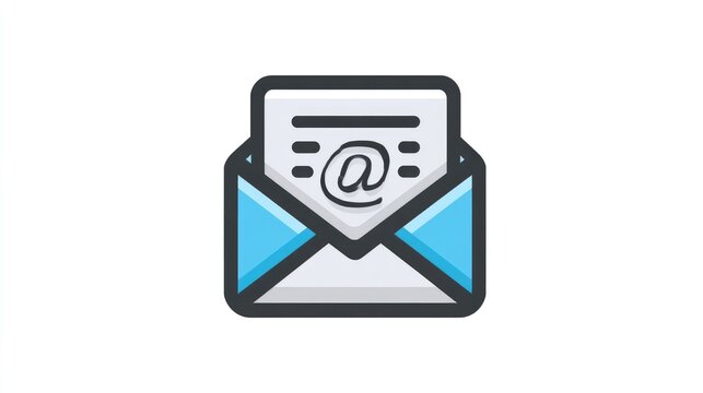 Email icon with envelope and letter, communication symbol