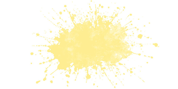 Yellow watercolor splash isolated on transparent background