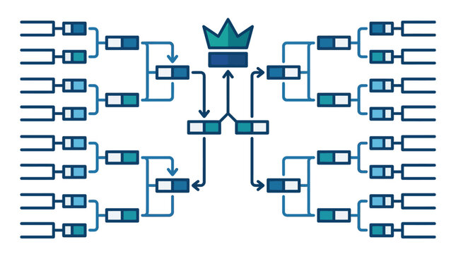 Competition bracket diagram leading to a championship crown