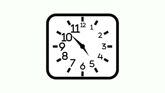 Analog clock icon clean simple design and bold numbers animation
