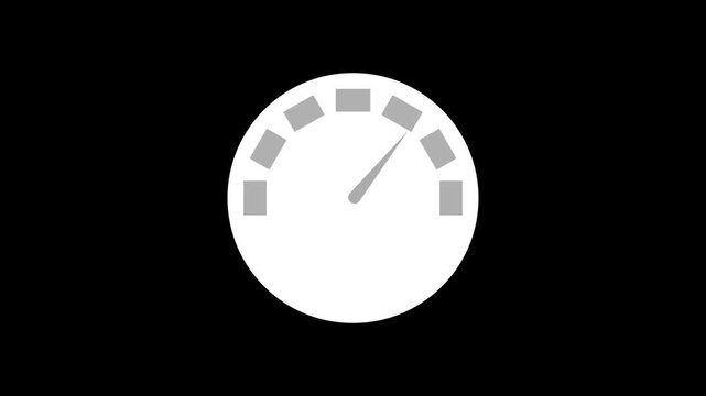 Simple speedometer gauge icon rising needle and square scale marks animation