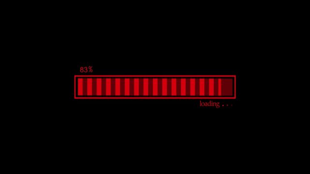 Waiting loading progress bar showing percent and the word loading animation