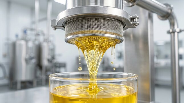 Industrial Extraction of Golden Oil in Modern Processing Facility