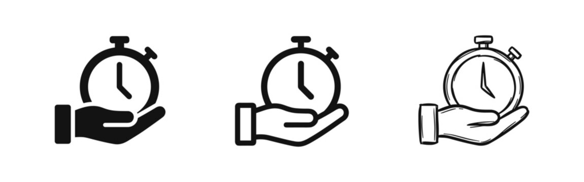 Stopwatch in Hand Icon Set