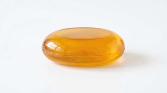 Golden soap on white background, hygiene and beauty concept