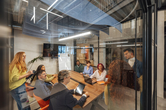 Diverse startup team having a dynamic business meeting