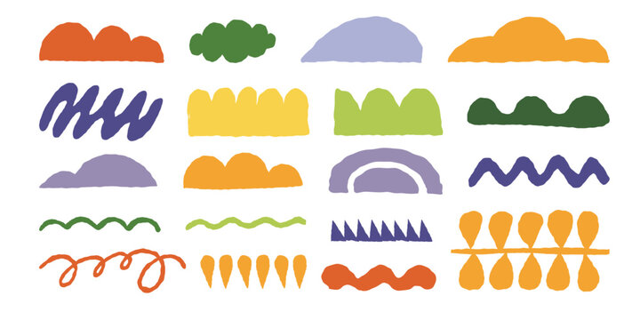 Vector set of design elements and shapes for abstract backgrounds, geometrical elements and leaves