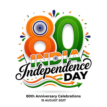 80th india independence day celebration graphic