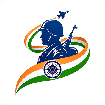 Indian army soldier logo with national flag colors